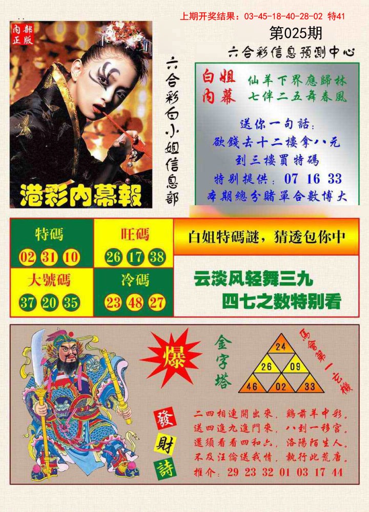 025期港彩内幕报[图]