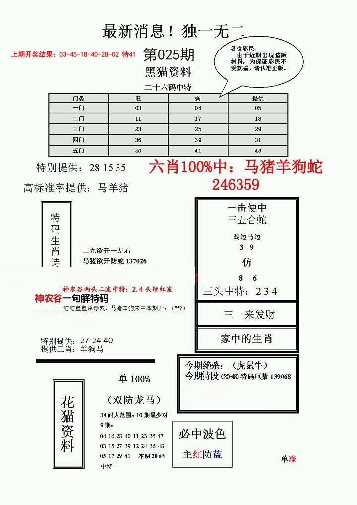 025期独一无二(正)[图]