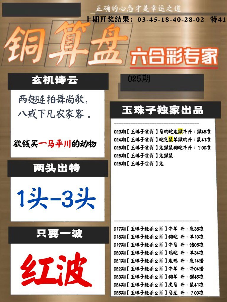 025期白小姐心水[图]