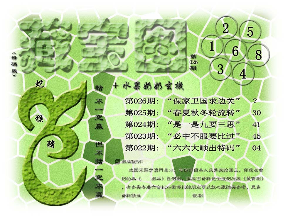 026期(水果奶奶藏宝图)正版[图]