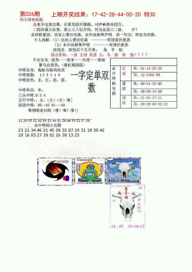 026期狗不理特码报[图]