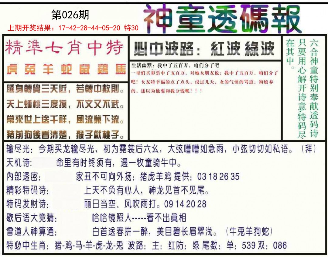 026期神童透码报[图]