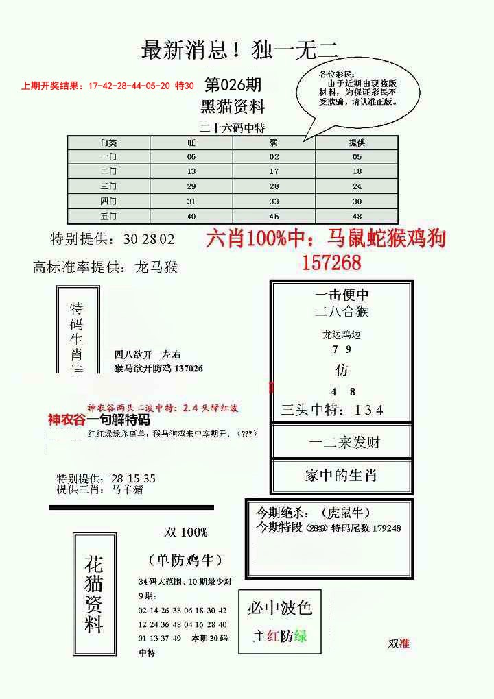 026期独一无二(正)[图]