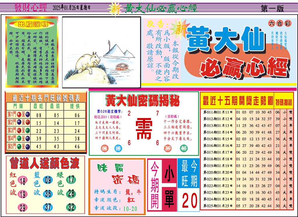 026期黄大仙必赢心经A[图]