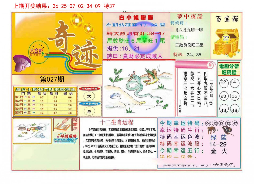 027期九龍奇迹A(推荐)[图]