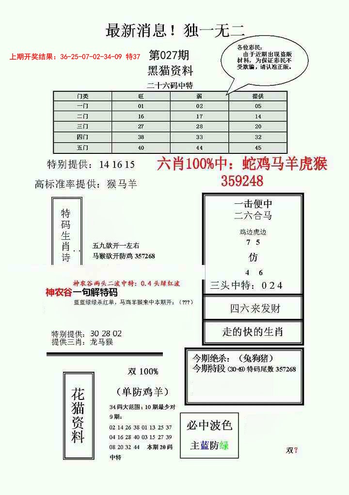 027期独一无二(正)[图]