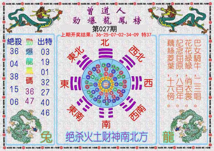 027期曾道人劲爆龙凤榜[图]