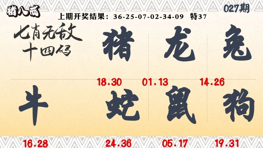 027期七肖无敌14码[图]