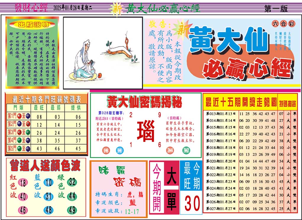 028期黄大仙必赢心经A[图]