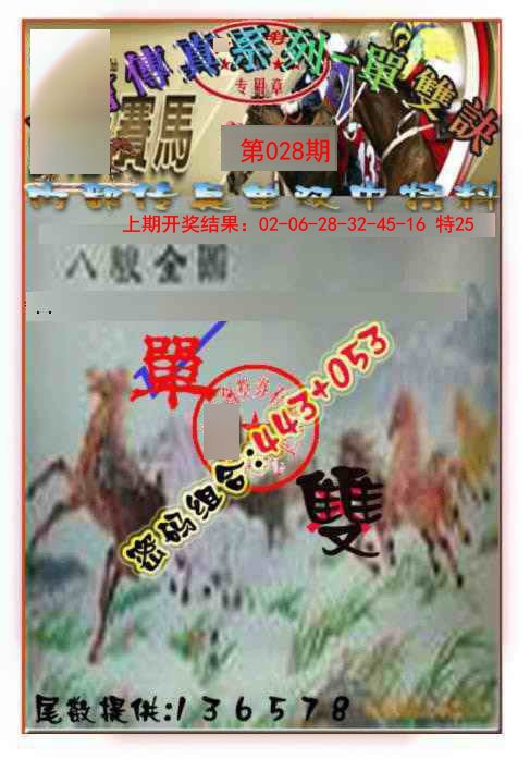 028期马会传真-单双诀[图]