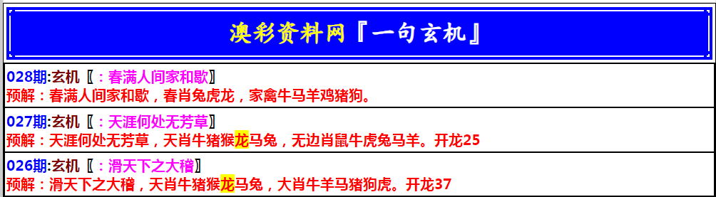 028期澳门一句玄机[图]
