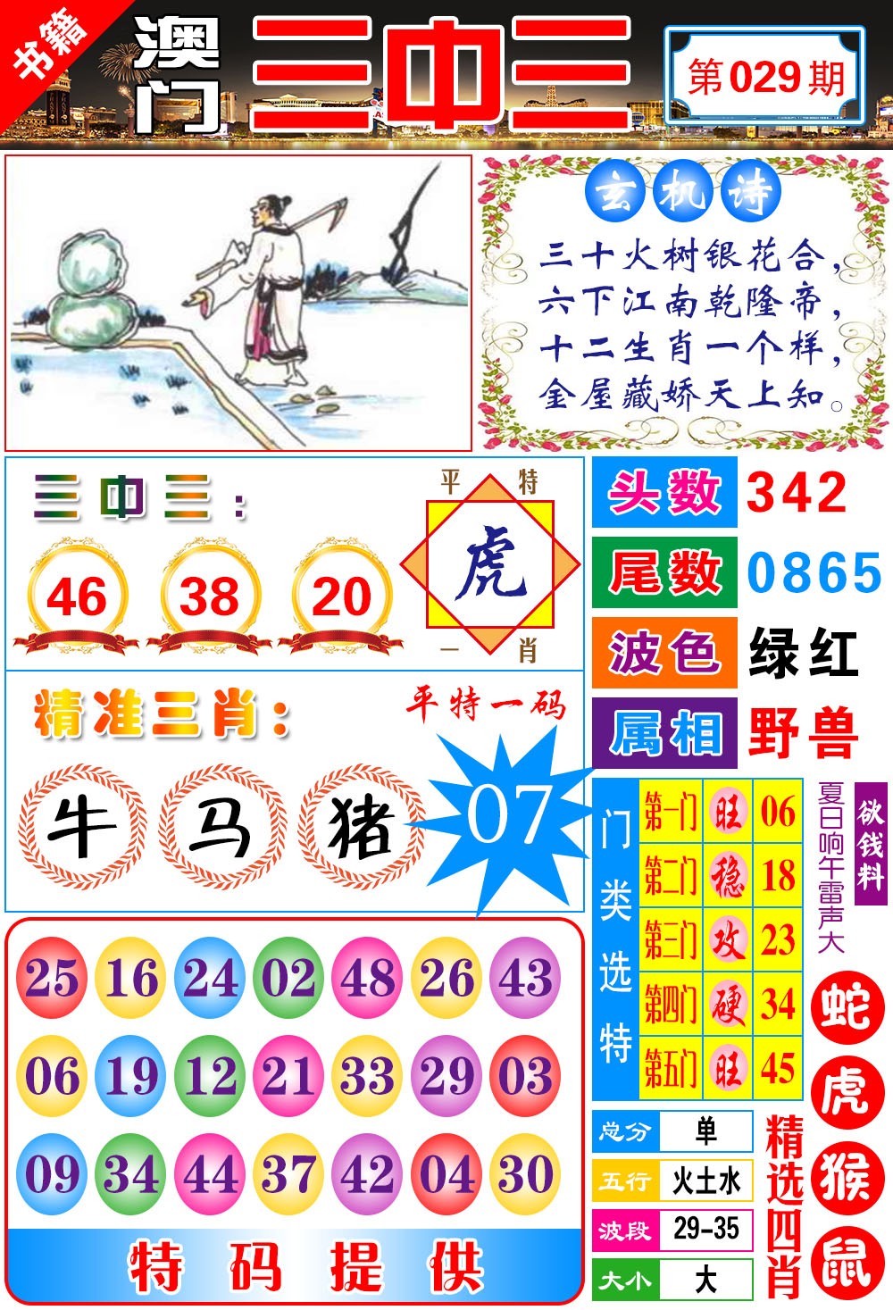 029期澳门宝典三中三[图]