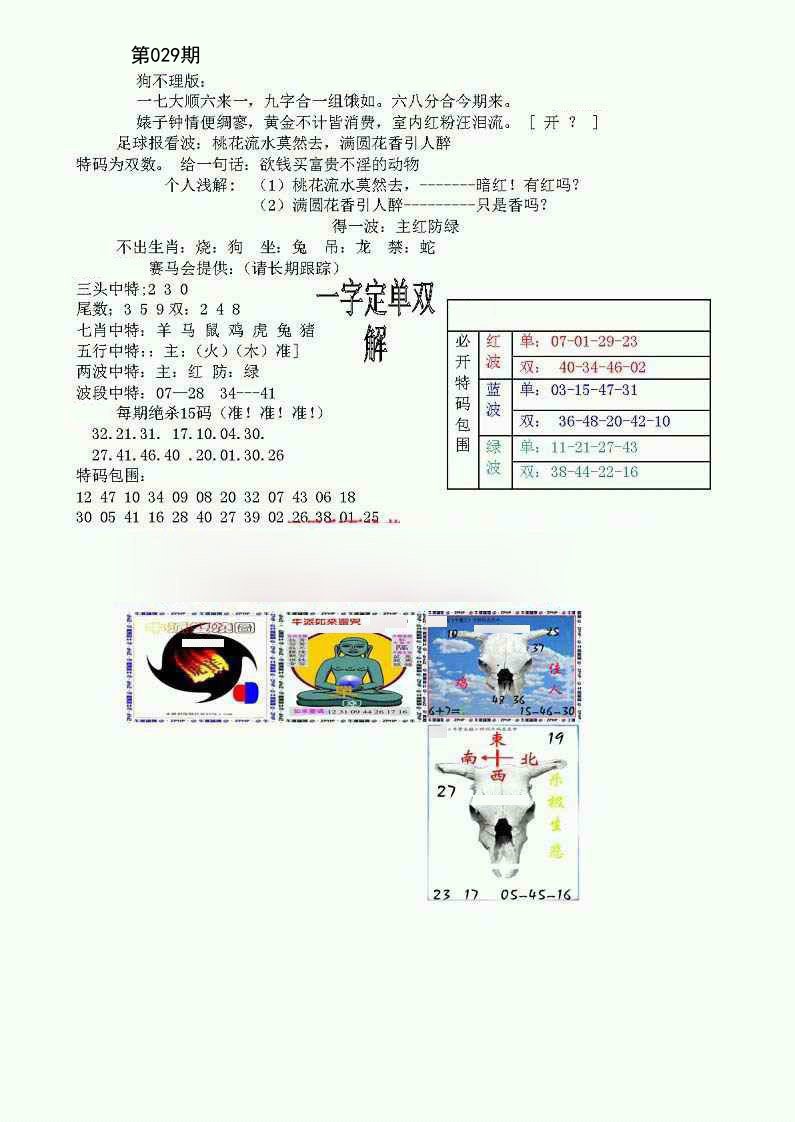 029期狗不理特码报[图]