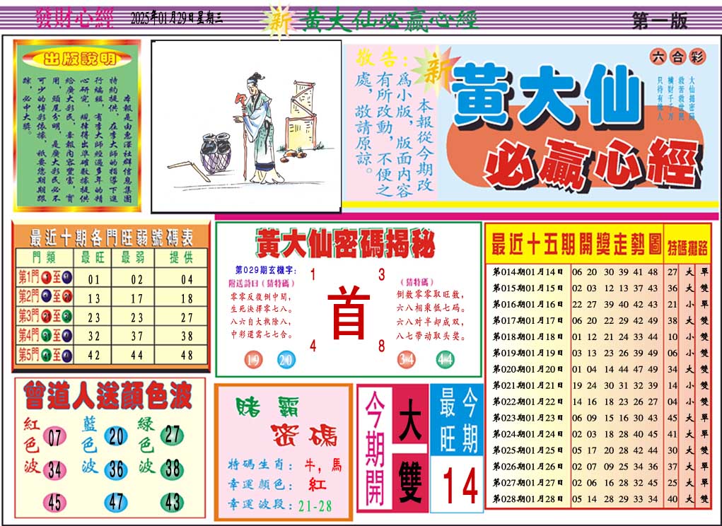 029期黄大仙必赢心经A[图]