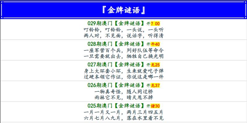 029期金牌谜语[图]
