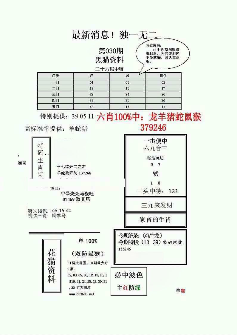 030期独一无二(正)[图]