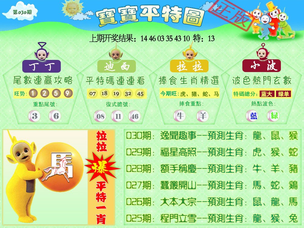 030期天线宝宝平特图[图]