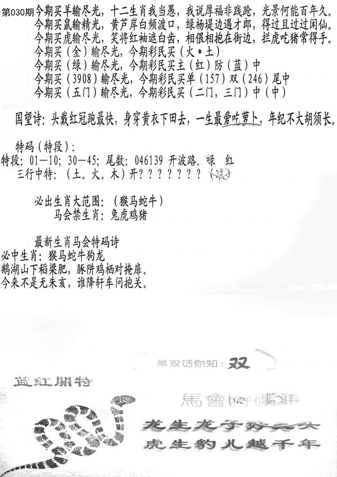 030期蛇报B[图]