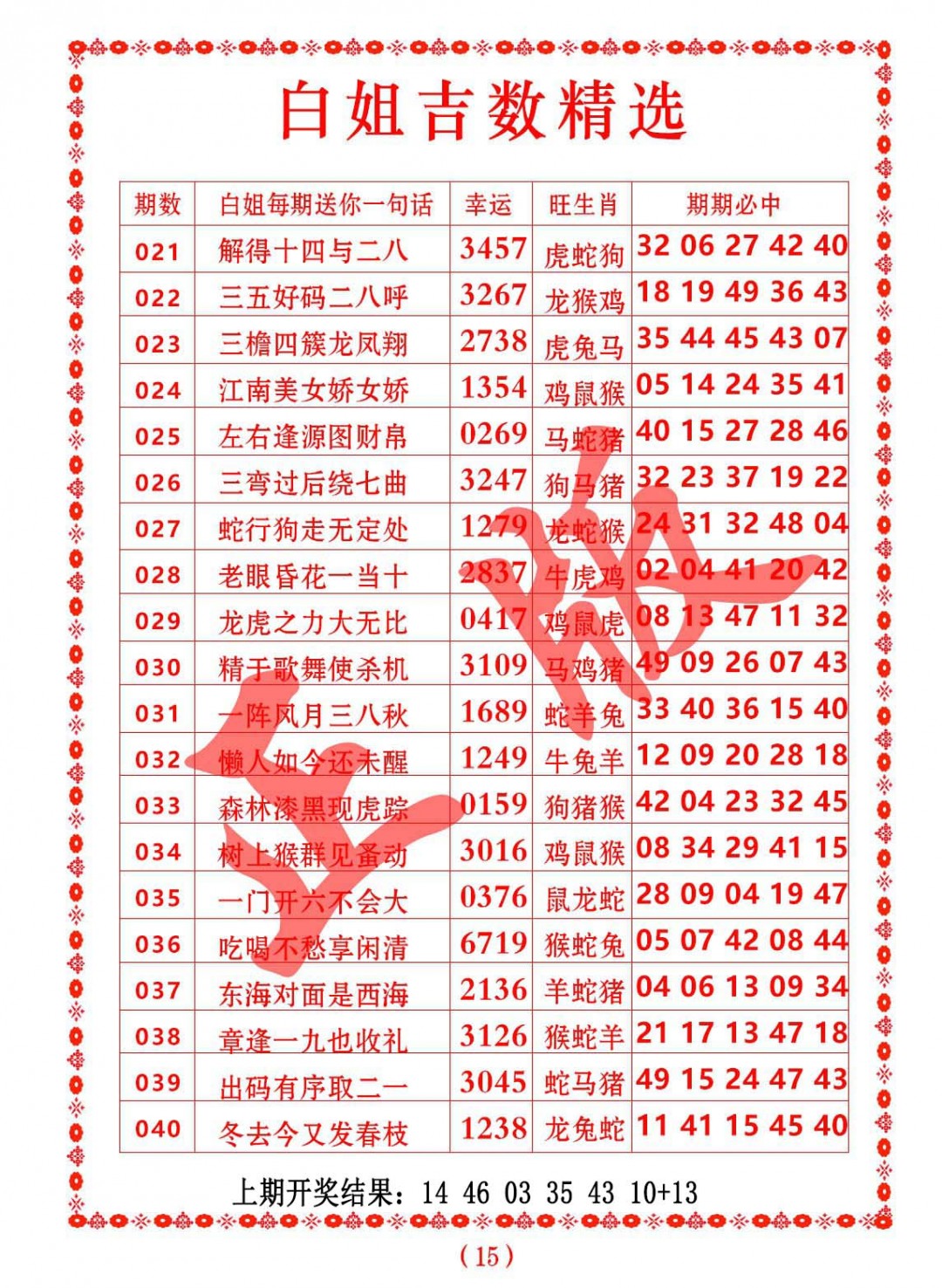 030期白姐吉数精选[图]