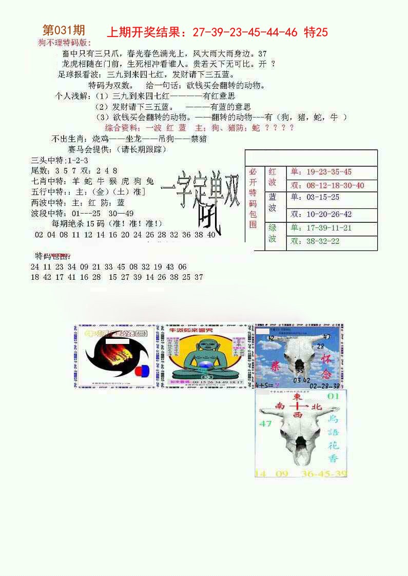 031期狗不理特码报[图]
