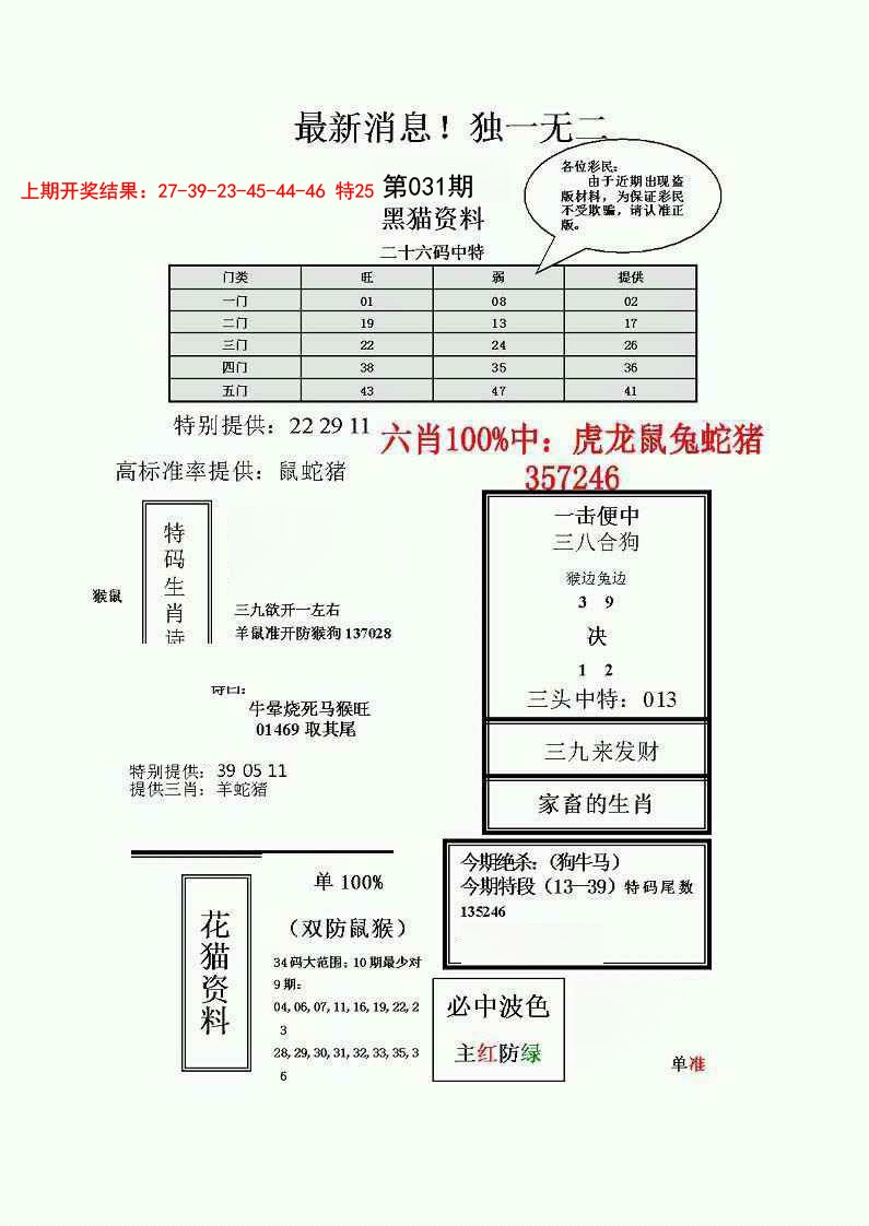 031期独一无二(正)[图]