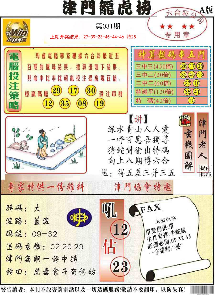 031期津门龙虎榜A[图]