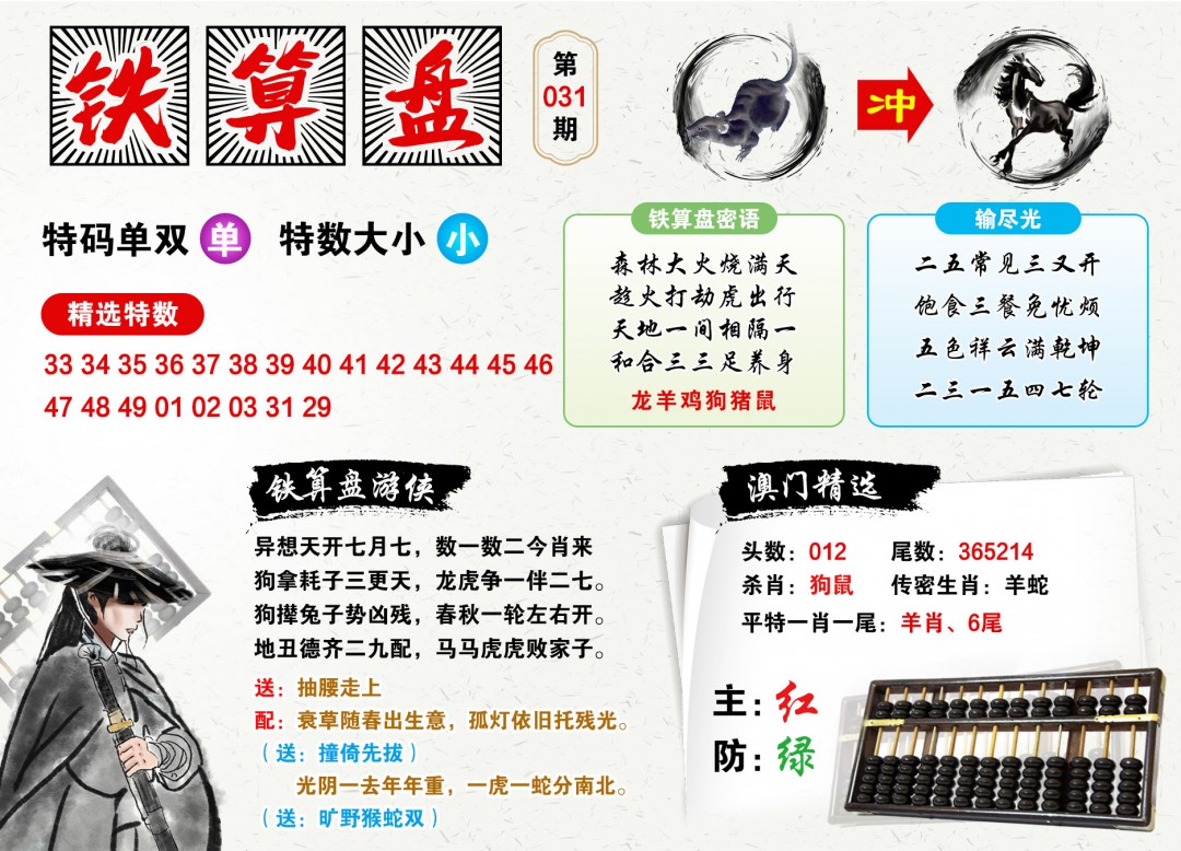 031期澳门铁算盘[图]