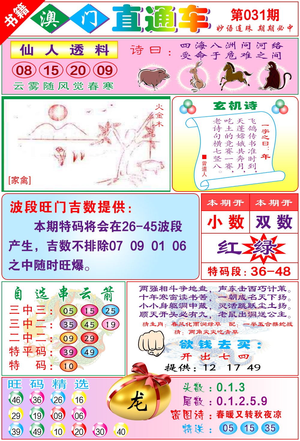 031期白姐直通车[图]