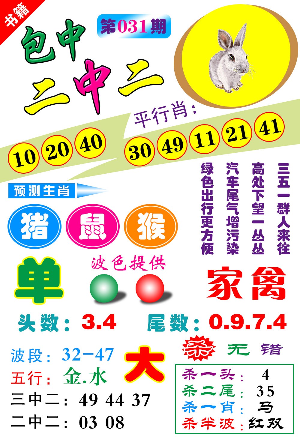 031期澳门预测生肖[图]