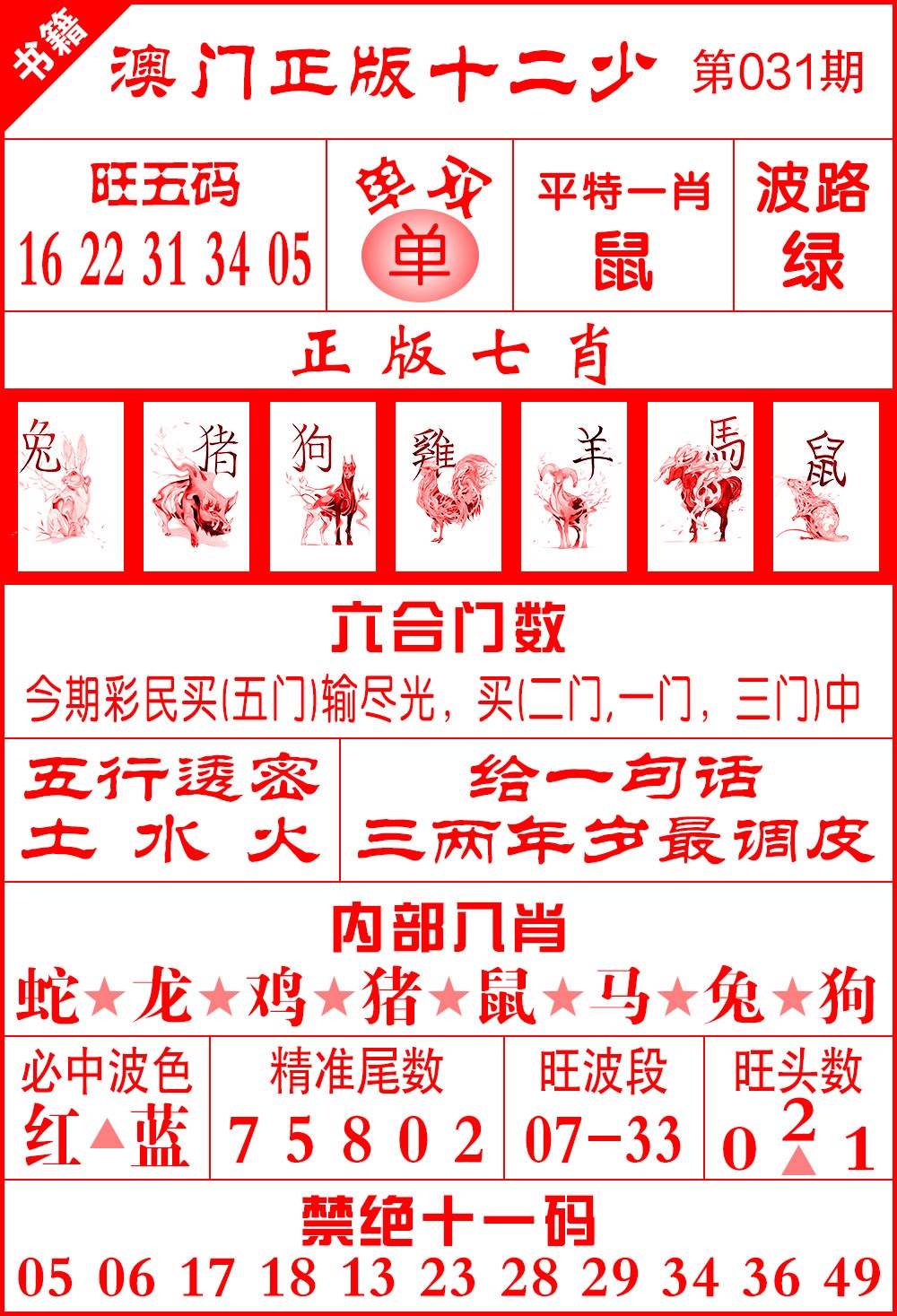 031期澳门十二少[图]