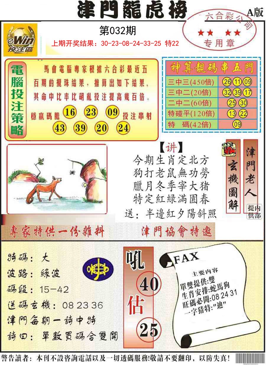 032期津门龙虎榜A[图]