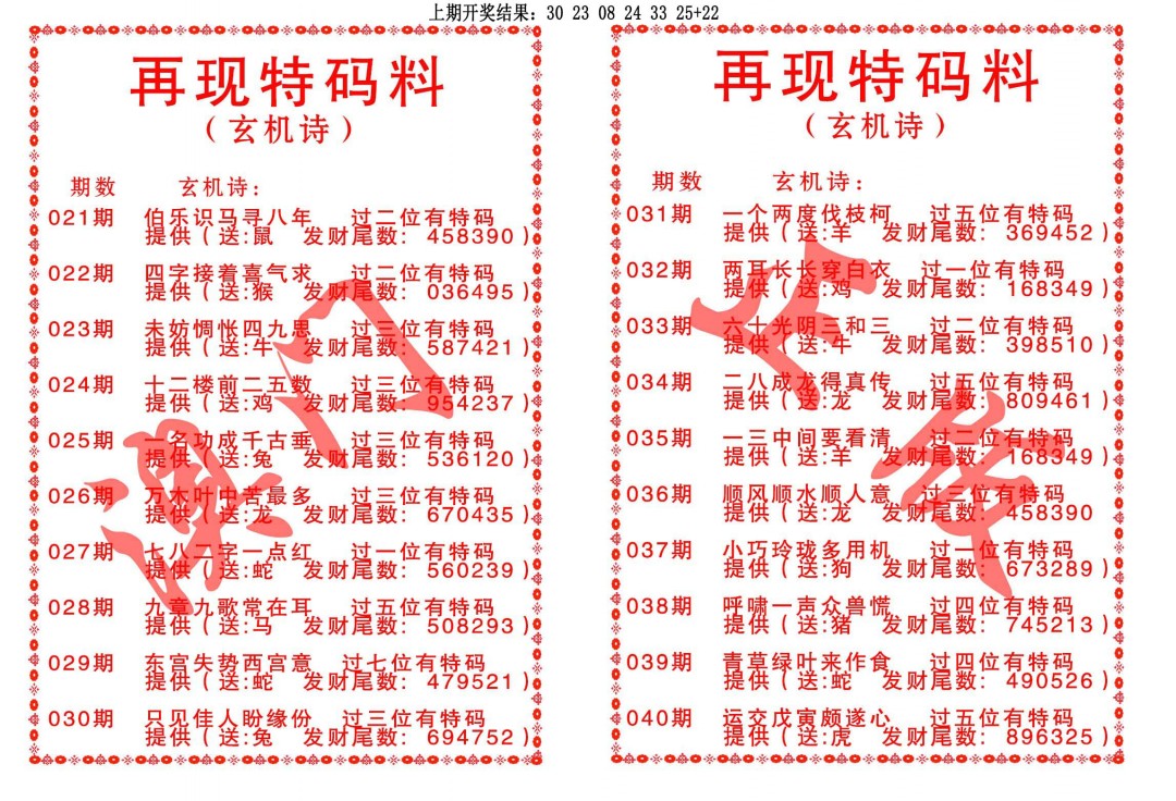 032期再现特码料[图]