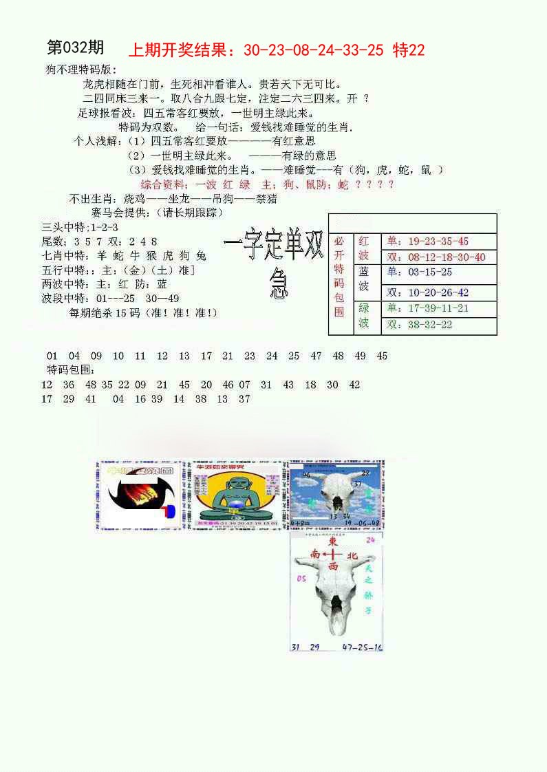 032期狗不理特码报[图]
