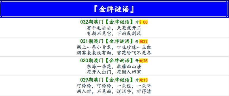032期金牌谜语[图]