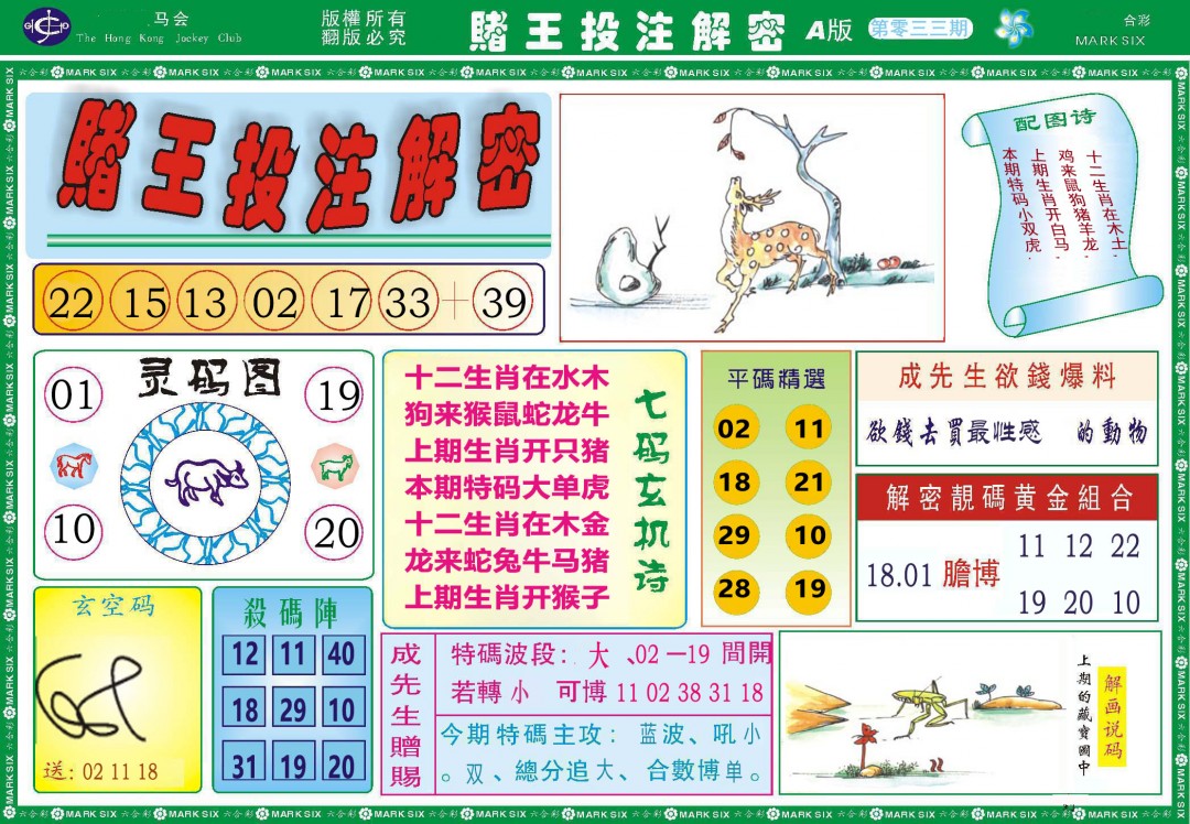 033期赌王投注解密[图]