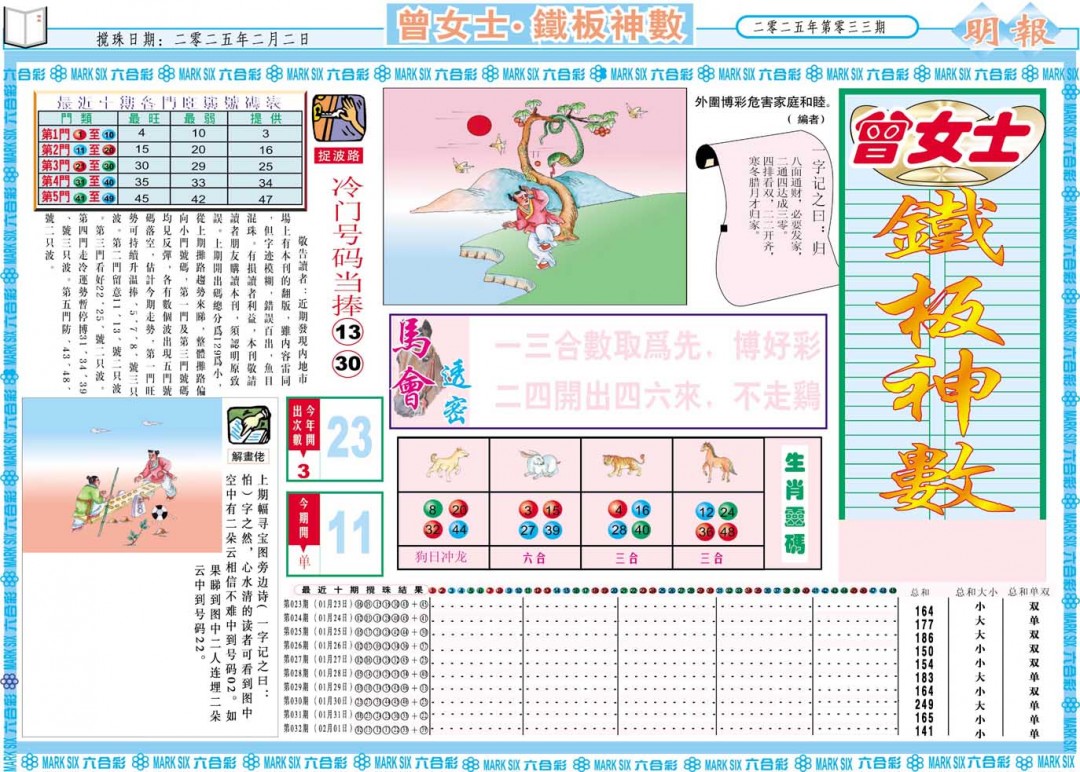 033期曾女士铁板神数A[图]