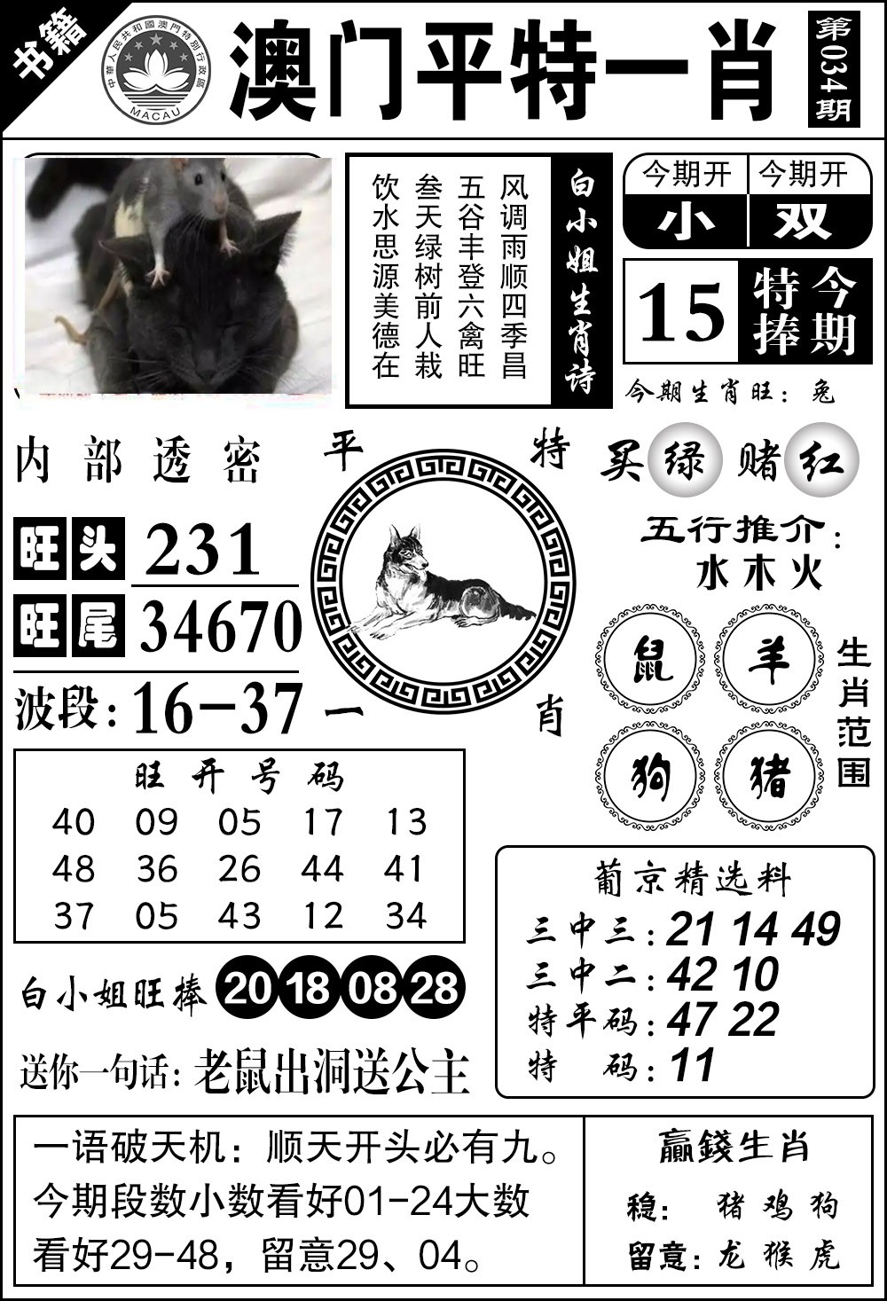 034期澳门内部透密[图]