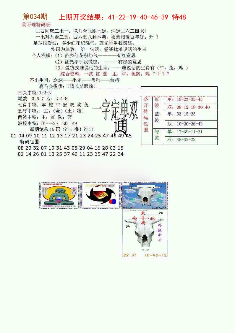 034期狗不理特码报[图]