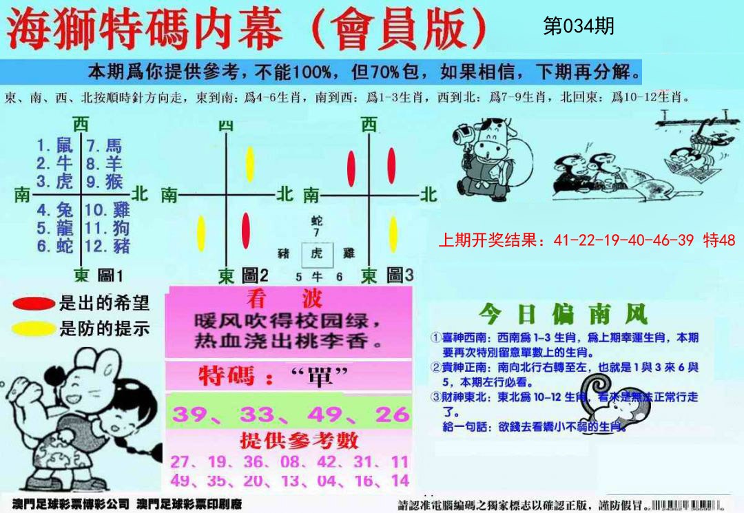 034期另版海狮特码内幕报[图]