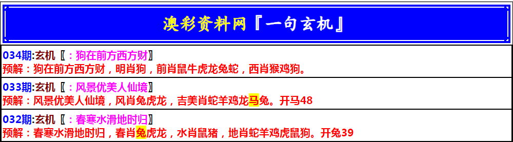 034期澳门一句玄机[图]