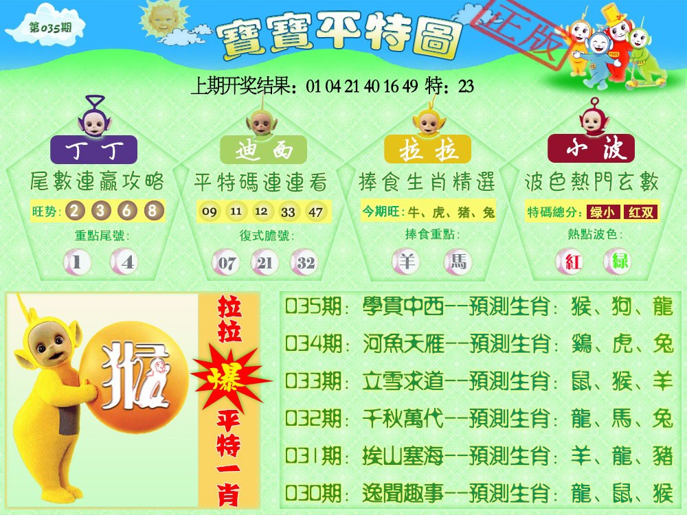 035期天线宝宝平特图[图]