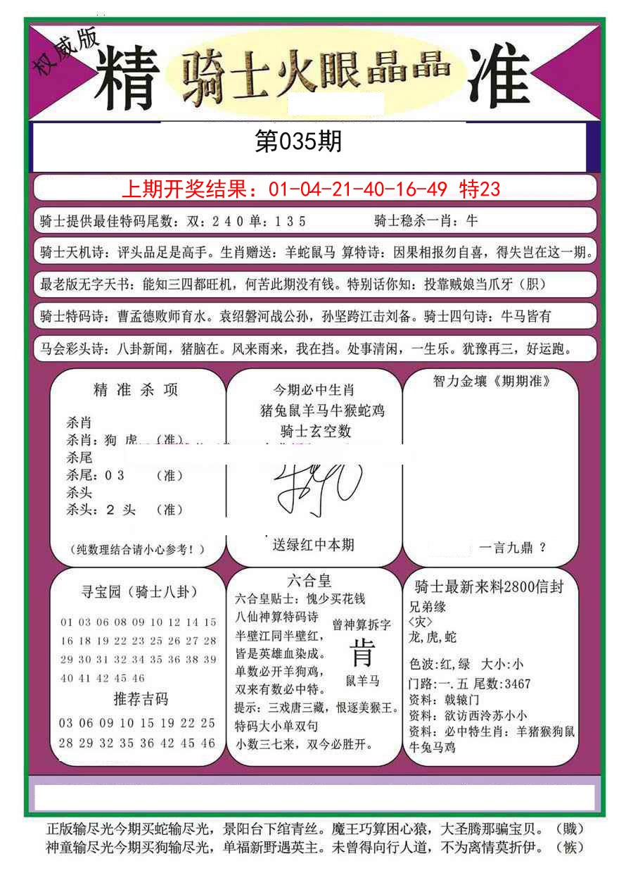 035期骑士火眼晶晶（正）[图]