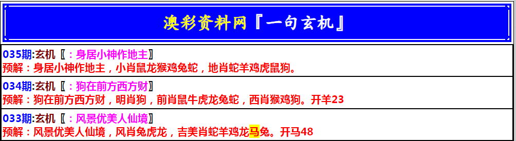 035期澳门一句玄机[图]