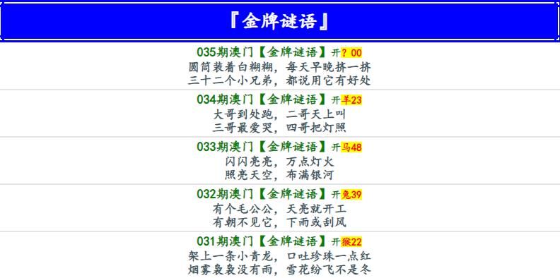 035期金牌谜语[图]