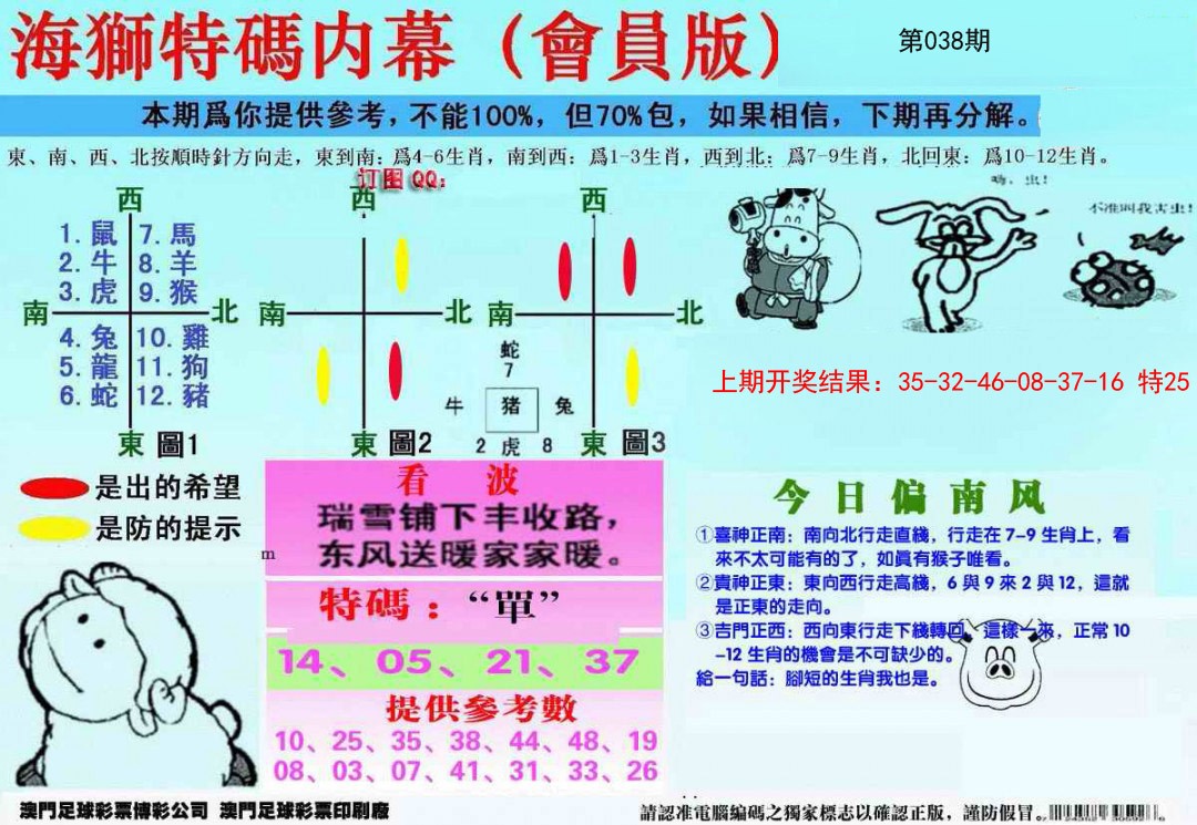 038期另版海狮特码内幕报[图]