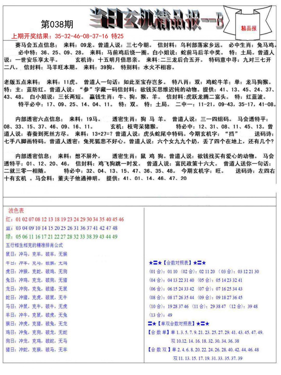 038期当日玄机精品报B[图]