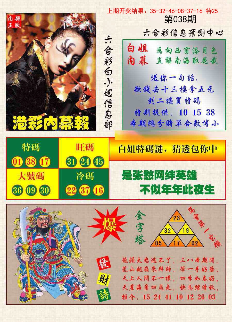 038期港彩内幕报[图]