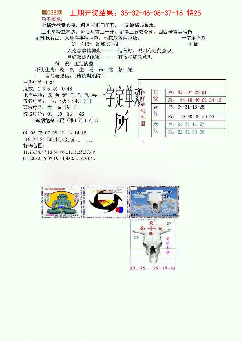 038期狗不理特码报[图]