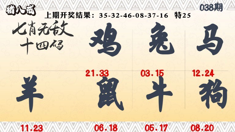 038期七肖无敌14码[图]