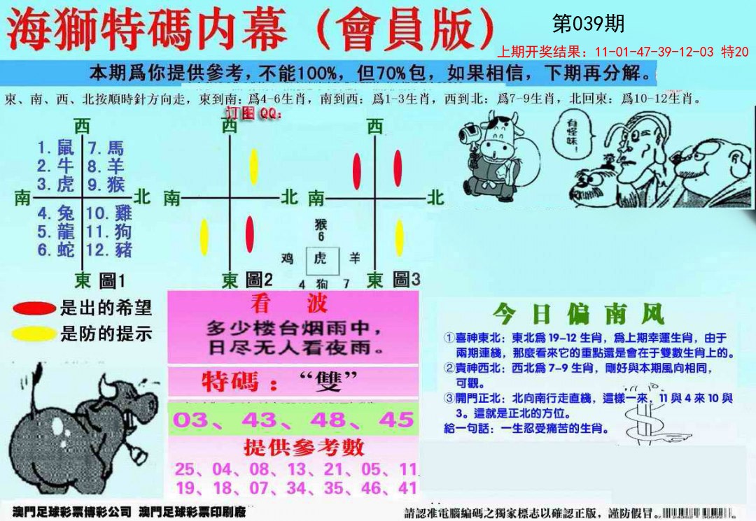 039期另版海狮特码内幕报[图]